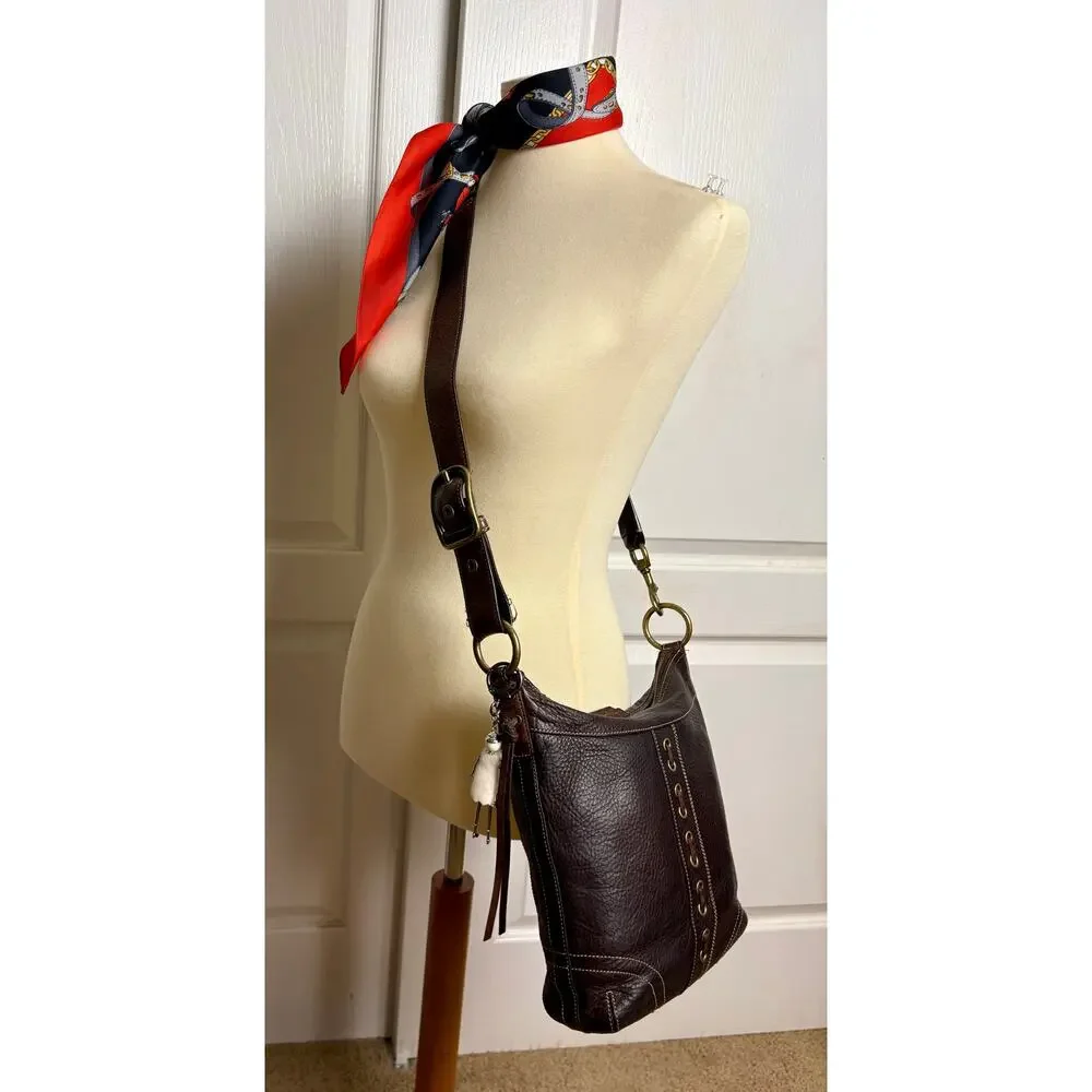 Coach Vintage Y2K Chelsea Laced Duffle in Chocolate Pebble Leather with Charm